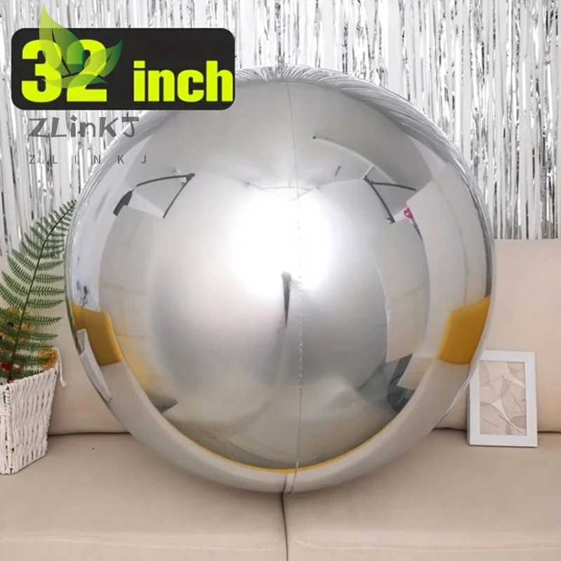 4D guľa 32 palcov kovového zrkadlového efektu dekoratívny balón na oslavy a dekorácie večierkov naplnené héliom môžu plávať