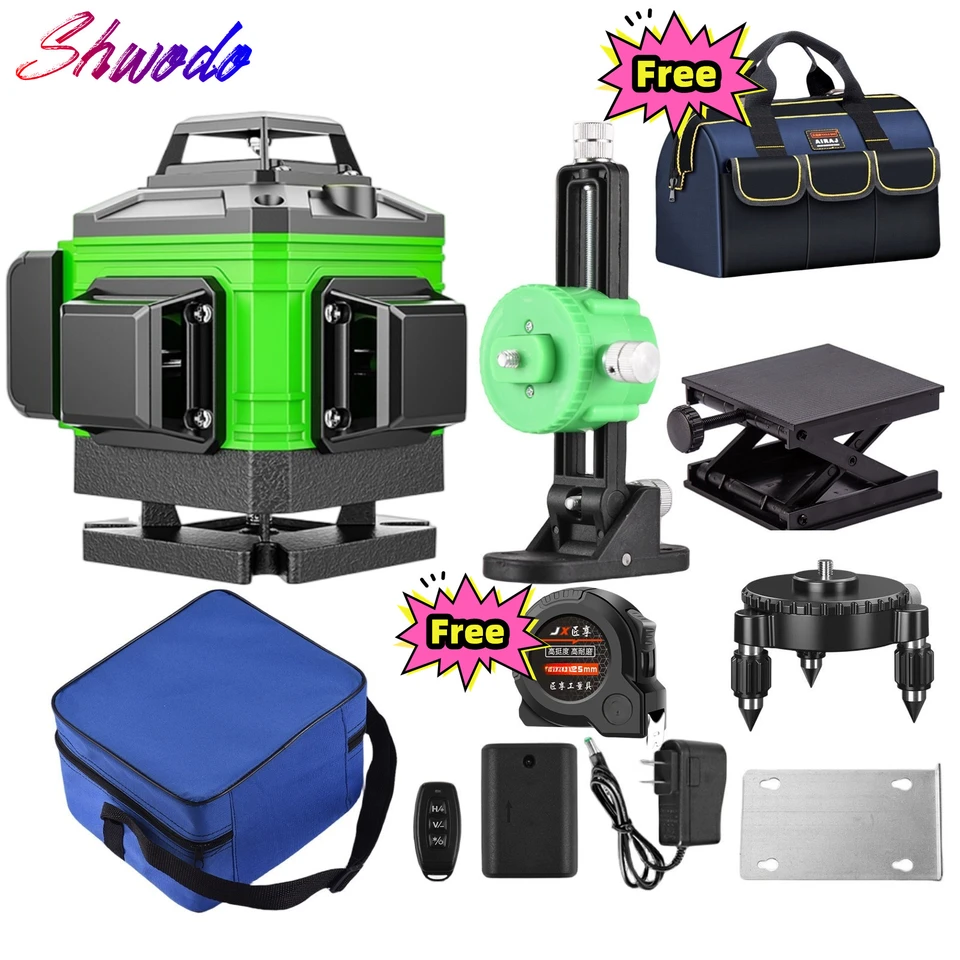 4D laserová úroveň 12/16 Riadok 360 Horizontálny zvislý krížový riadiaci laserový úroveň Najlepší nabíjateľný nástroj na meranie zeleného lúča