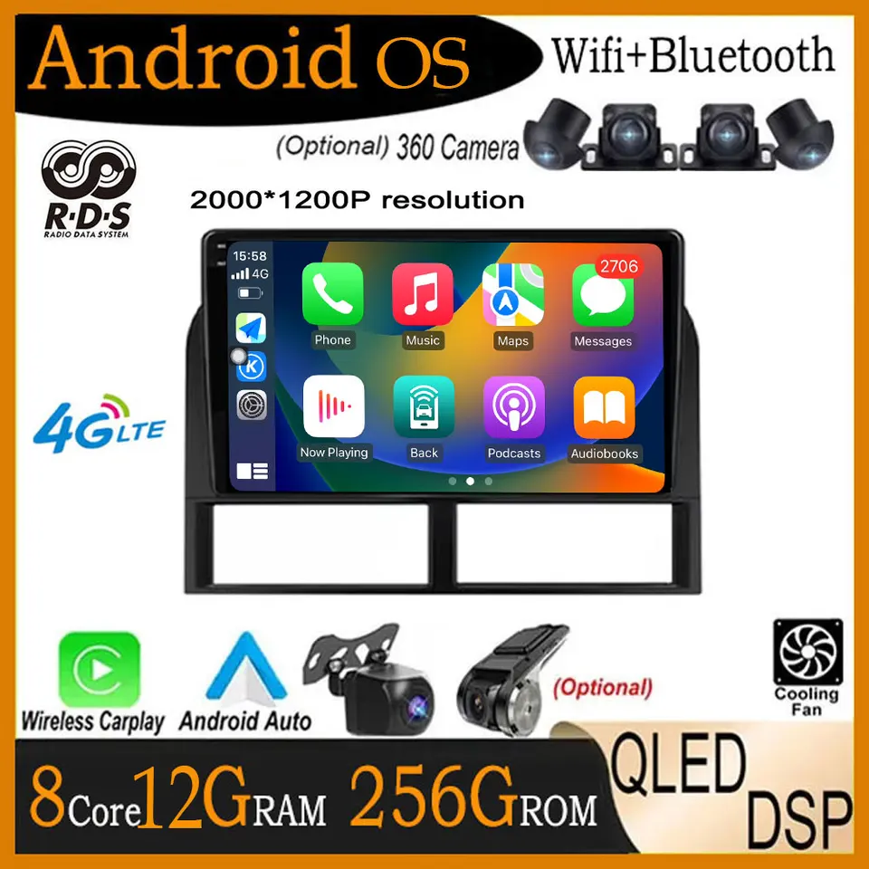 4G LTE Android 14 Rádio pre Jeep Grand Cherokee II WJ 1998 - 2004 Cartero Multimedia Player CarPlay Auto GPS navigácia