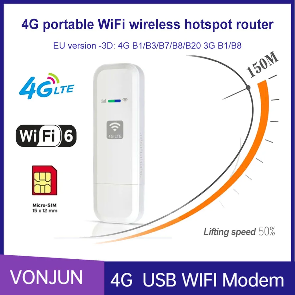 4G LTE Wireless WiFi Router 150Mbpsusb Mobile WiFi Dongle s prenosným vreckom SIM prenosné vrecko Mifi Modem Mobile Hotspot WiFi Adaptador