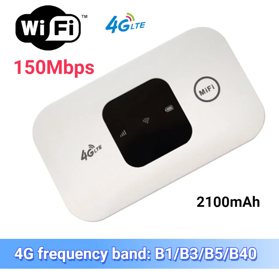 4G Pocket WiFi Router Prenosný mobilný mobilný hotspot 150 Mb / s Wireless Modem 2100MAH širokopásmové pripojenie so širokým pokrytím slotu SIM SIM