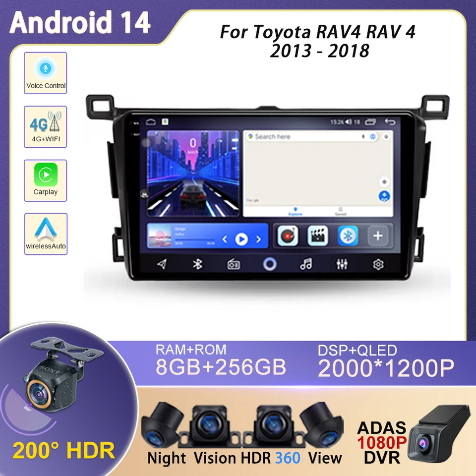 4G WiFi Car Auto Radio Player pre Toyota Rav4 Rav 4 2013 - 2018 Android Auto Navigation GPS GPS Autoradio Head Unit Audio Bluetooth DVD