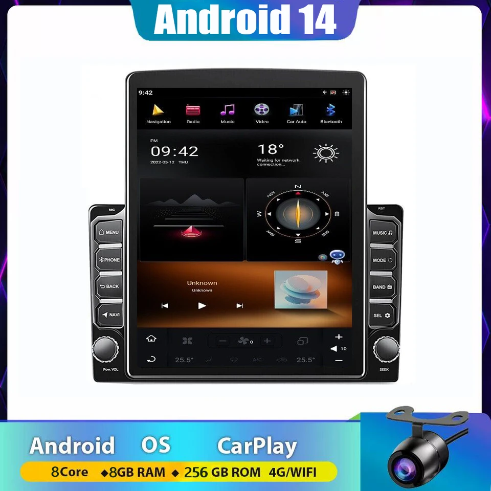 4G+WiFi CarPlay Android 14 Auto Car Radio Multimedia pre Tesla Style 9.7 