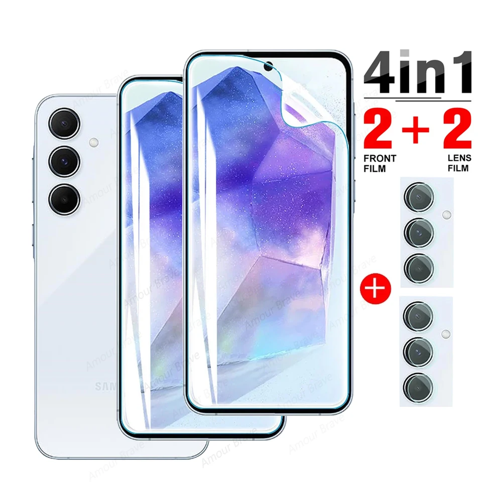 4in1 Chránič obrazovky pre Samsung Galaxy A55 A35 A25 A16 A15 A54 A53 A52 A34 A33 A32 A32 A14 A13 A73 A73 Hydrogelový film Camera Hydrogel Film Hydrogel Film