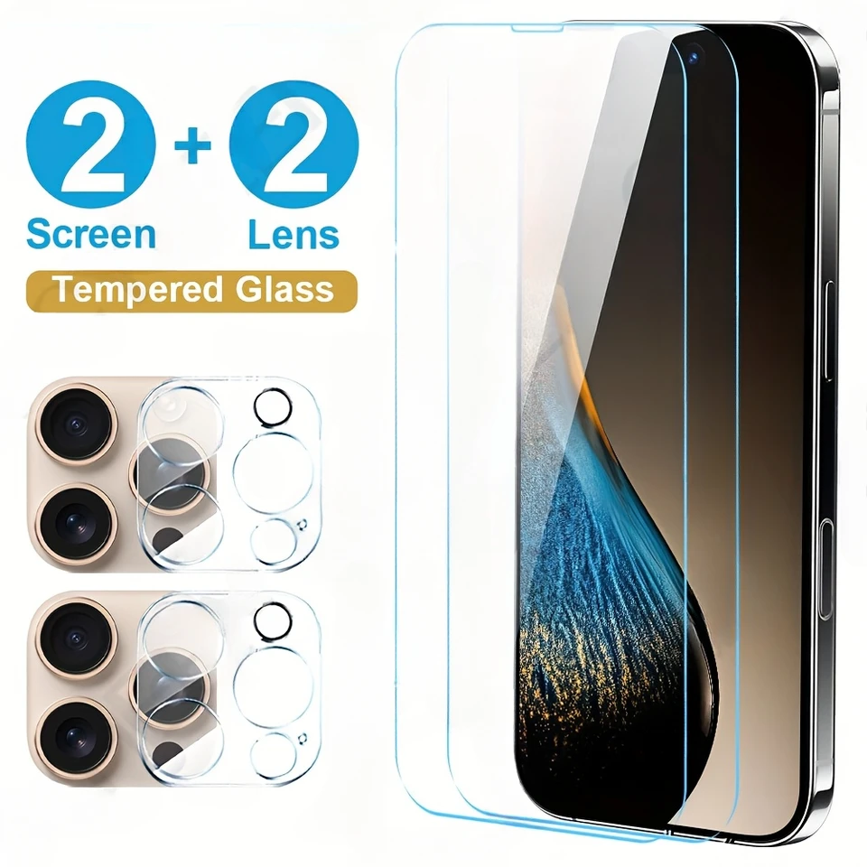 4in1 HD Chránič obrazovky pre iPhone 16 13 15 14 Pro Max 15 16 Plus Objektív Camera Objektív pre iPhone 12 11 Pro 12 13 Mini