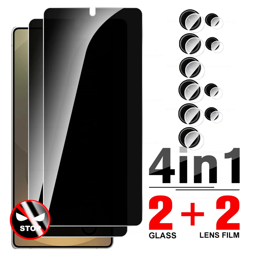 4in1 Ochranné sklo súkromia pre Samsung Galaxy S25 Ultra S 25ultra S25+ Plus Samsun S25ultra Glass Glass Glass Glass Anti-Spy Templeted Film