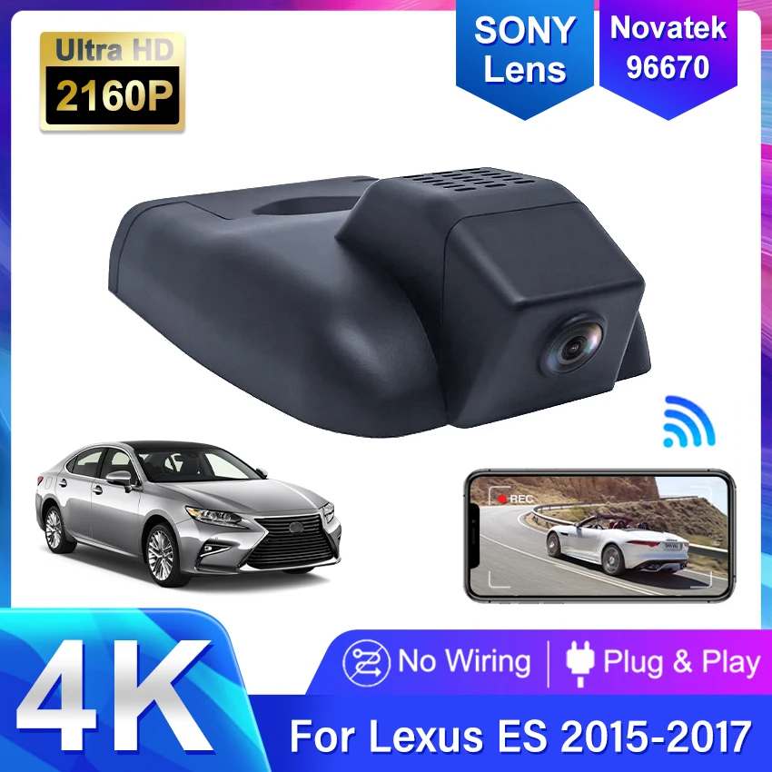 4K 2160p CAR DVR Plug and Play Dash Came Camera UHD Night Vision WiFi a aplikácia Video Recorder pre Lexus ES200 ES250 ES300 DASHCAM