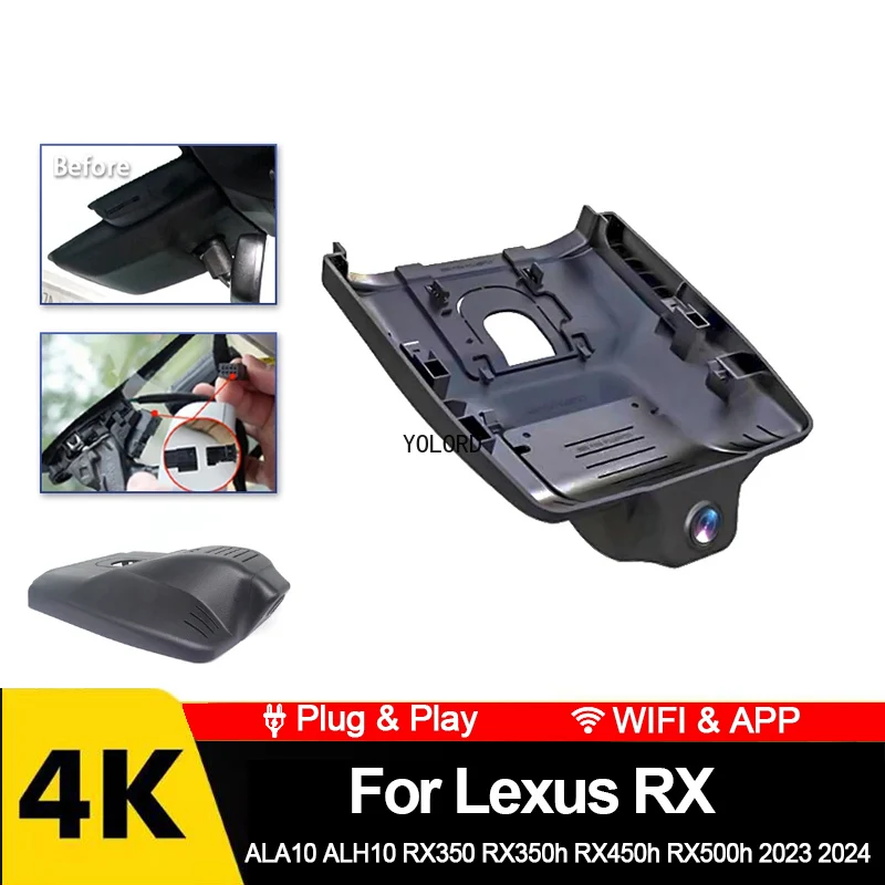 4K 2160p DRV CAM DVR Camera Camera Camera WiFi Špeciálny pre Lexus RX ALA10 ALH10 RX350 RX350H RX450H RX500H 2023 2024