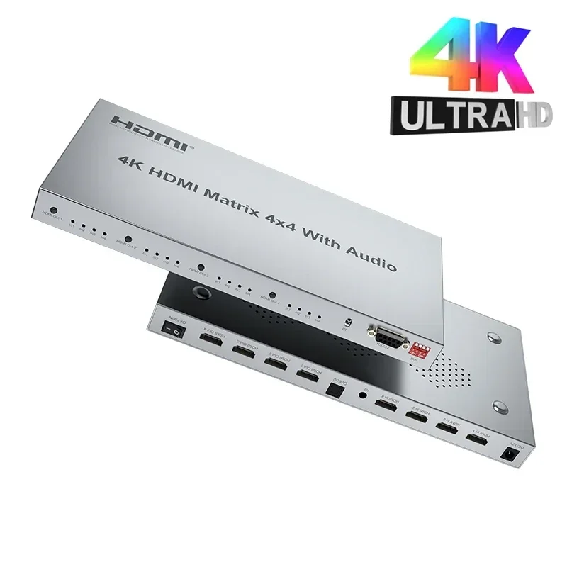 4K 30Hz 4x4 HDMI Matrix Switcher 4x4 s extraktorom zvukového a zvukového extraktora TOSLink a Stereo Audio 4 v 4 out HDMI Matrix Video Switch Switch Selector