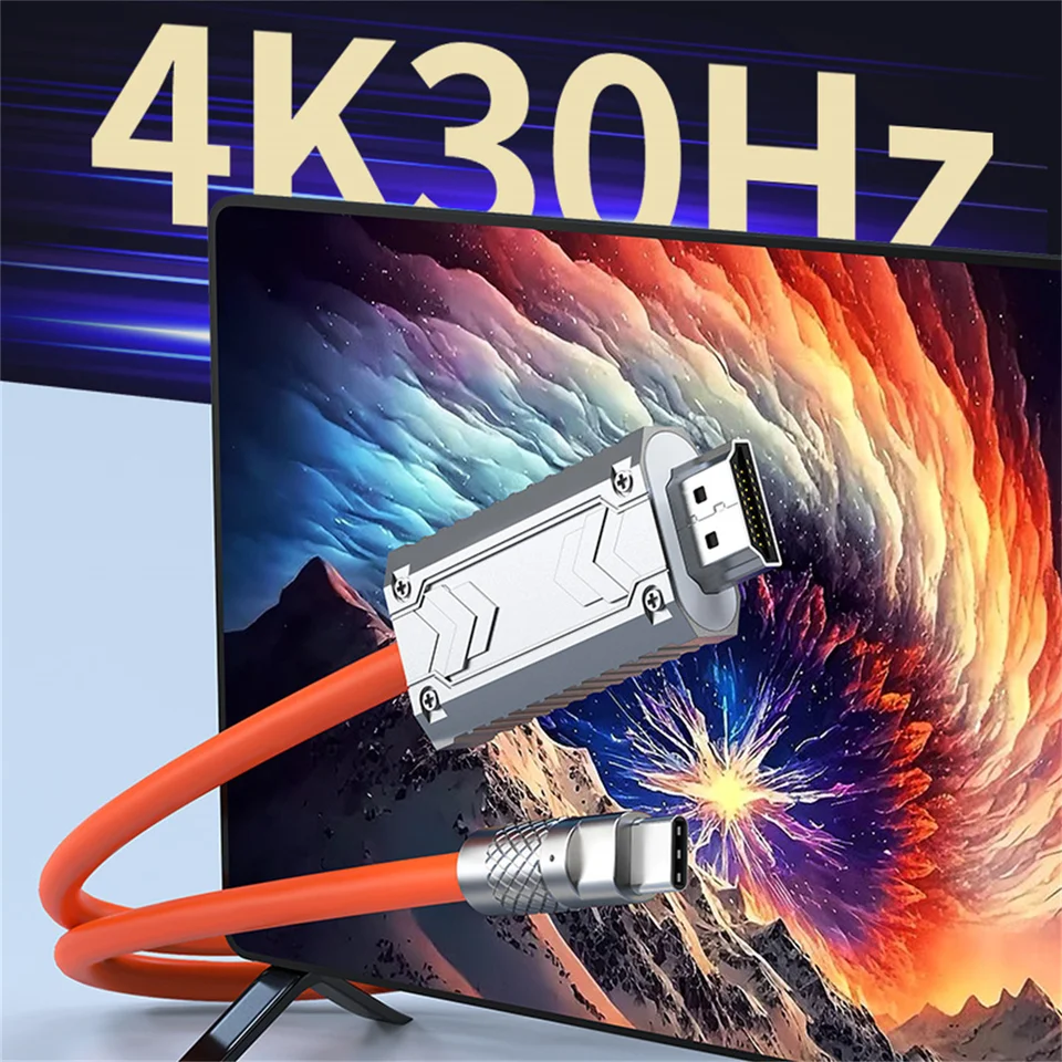 4K@30Hz zink zink zink-c-c až HDMI kábel USB C to HDMI kábel Thunderbolt 3 a 4 pre iPhone 15 sériu 15, MacBook, IMAC, iPad Pro, Dell