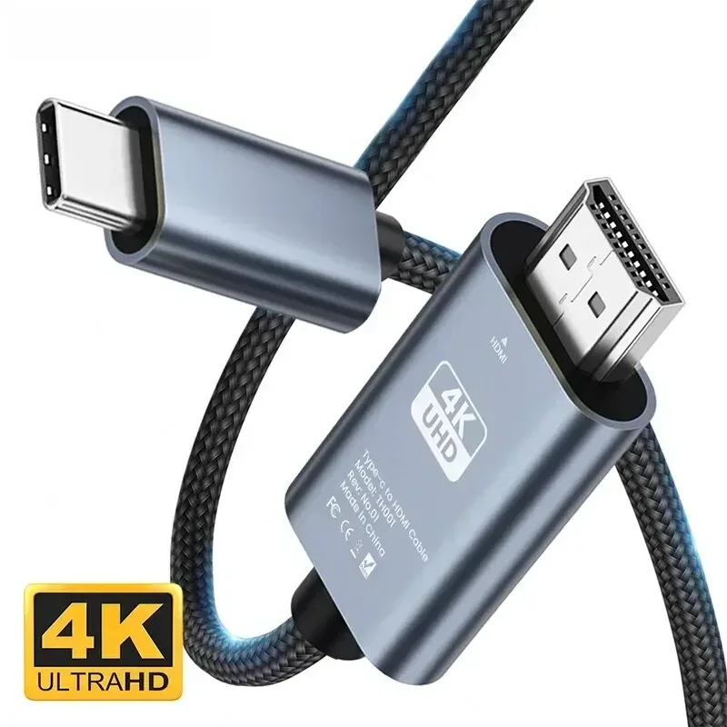 4K 30Hz Žiadne oneskorenie HD Video Konverzia kábla typu C na HDMI kompatibilný TV TV počítač 2 metrov