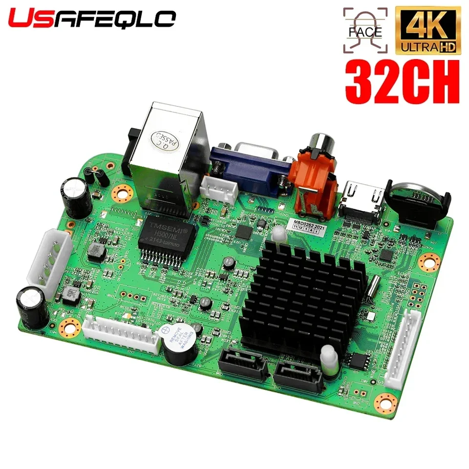 4K 32Ch NVR Board DVR Recorder NVR регистратратор IP 2*SATA HISILICON HI3536 ONVIF XMEYE Face Detection NVR Security Camera Camera System