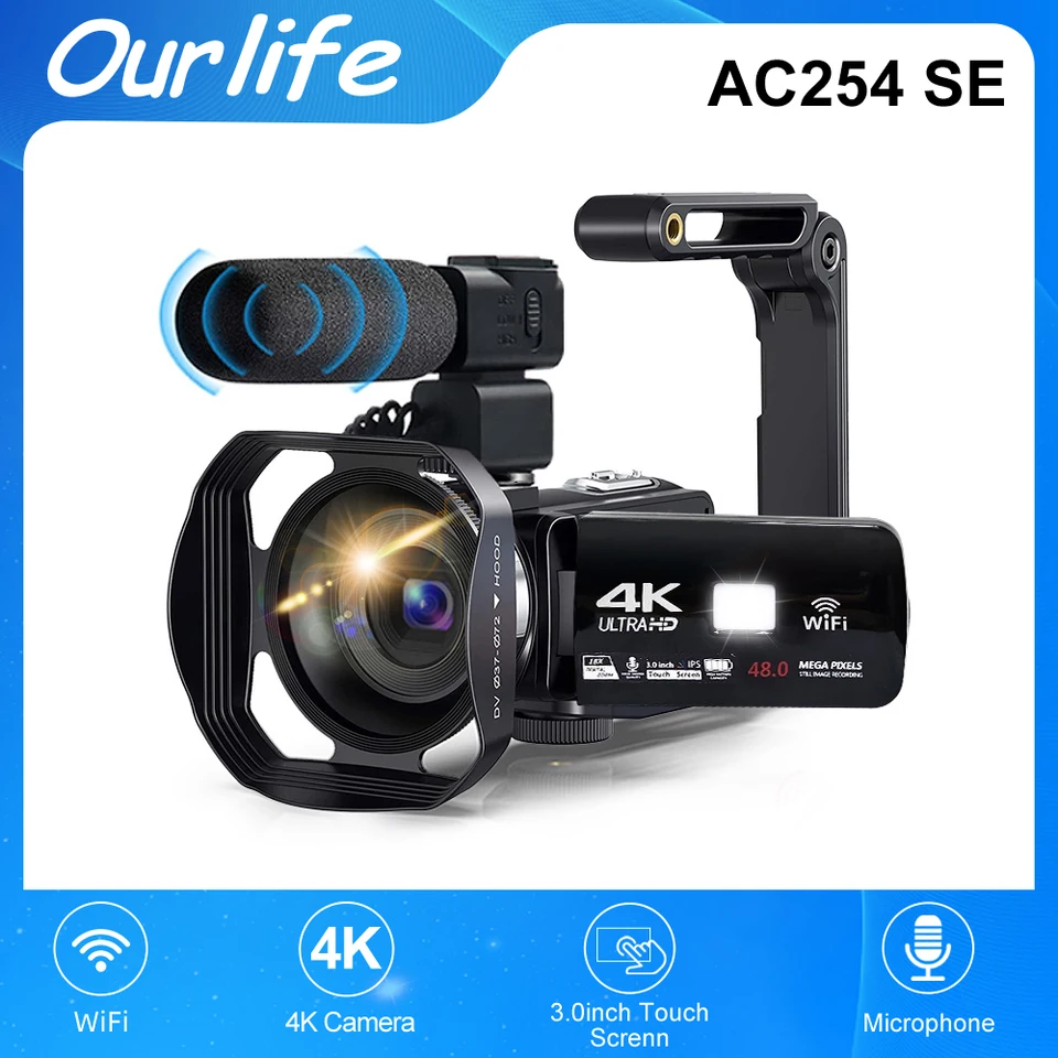 4K 60fps Digitálny fotoaparát 48MP 16x Zoom 2 IN1 Foto video záznam fotoaparát 3.0 '' Touch Rotatble Screen Definícia DV Camera DV Camera