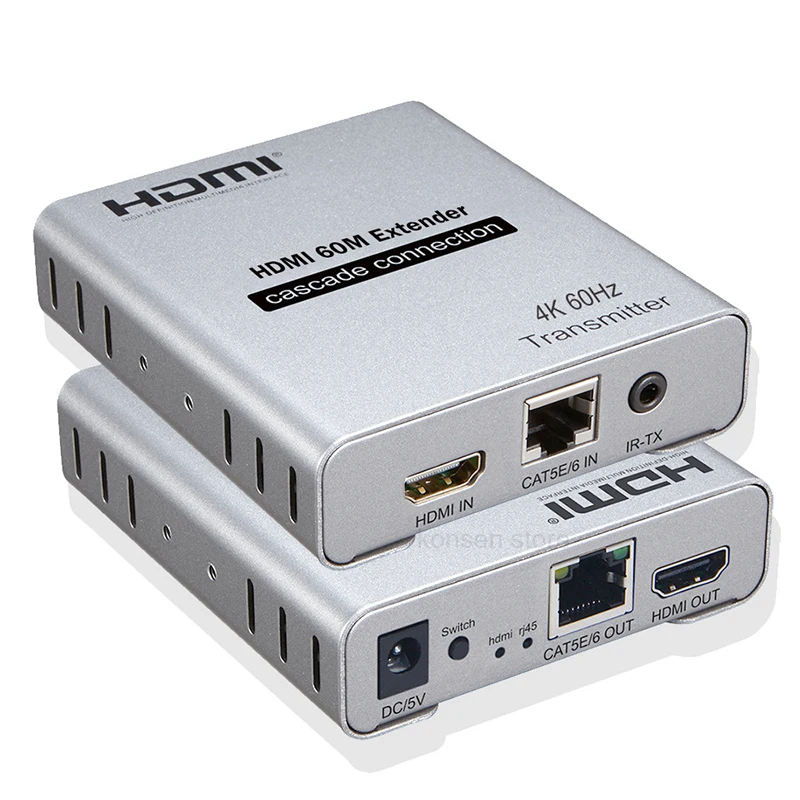 4K 60Hz 60M HDMI Extender On Single RJ45 CAT5E/6 kábla 1080p 120M HDMI Ethernet Extender Support Cascade Connection Extension