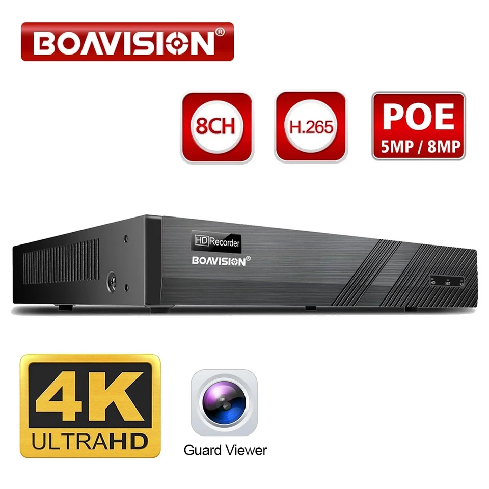 4K 8MP 30fps Poe NVR 8ch sledovanie CCTV System Video rekordér podporuje 4K, 5MP, 4MP, 1080p, 52V pre fotoaparát Poe IP