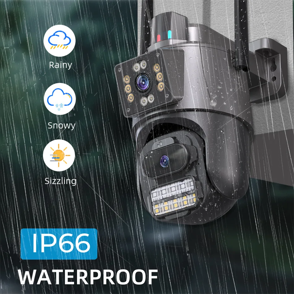 4K 8MP PTZ WiFi Camera Duálna obrazovka Duálna šošovka Color Night Vision Outdoor Security Protect Chrávy IPC Camera HD CCTV Sledovanie ICSEE