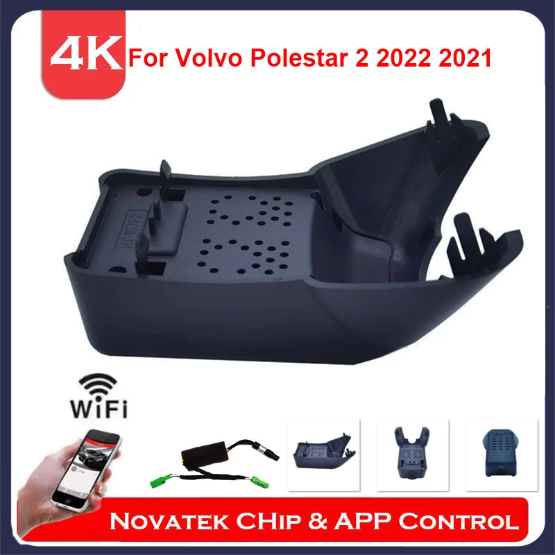 4K HD predná a zadná kamera WiFi Dash Cam pre Volvo Polestar 2 New Energy 2022 2021, Nová zástrčka a prehrávanie automobilu s ovládaním aplikácií