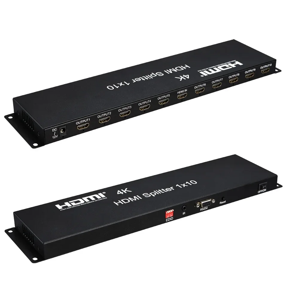 4K HDMI Splitter 1x10 Video Distribútor prevodníka 1 z 10 out obrazovky zobrazenia viacerých obrazoviek pre PS4 Camera prenosný počítač na TV Monitor