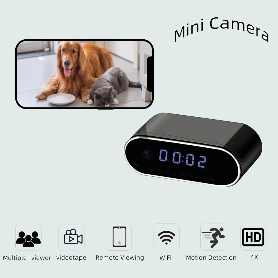 4K hodiny fotoaparátu - skrytý sledovací kamer
