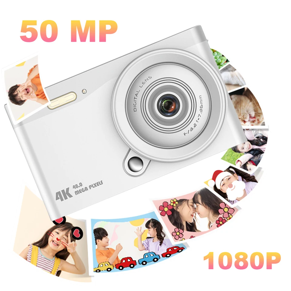4K Kids Digital Camera Automatické zaostrenie Študenti vreckovej kamery 48 MP Kids Campus Selfie Mini Camera 16x Zoom 2,8 palca IPS obrazovky