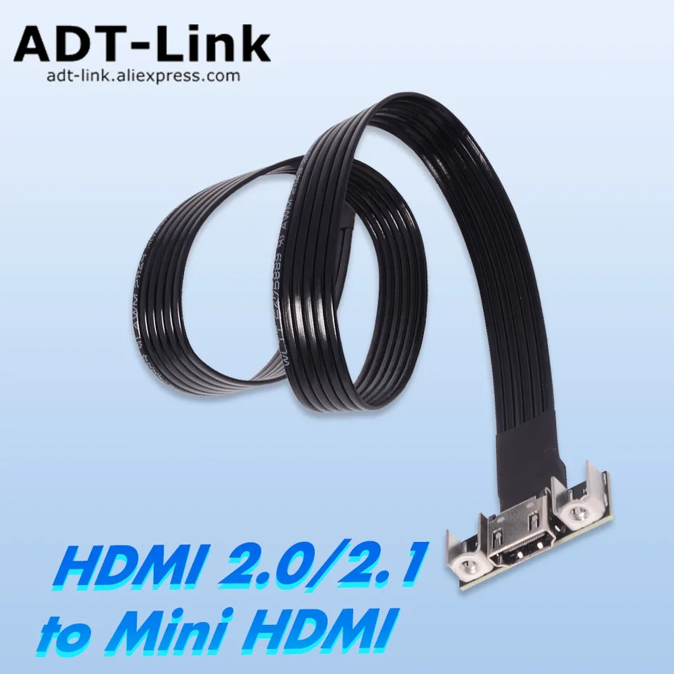 4K Mini HDMI 2.1 Kábel adaptéra lakťa 90 stupňov k ženskej grafickej karte kábel typu na c typ HDMI 2.0