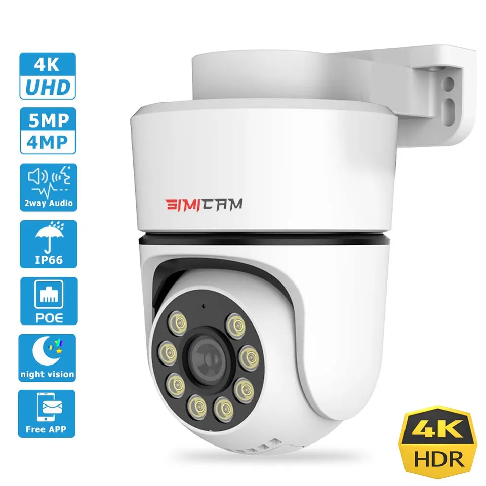 4K Poe PTZ IP Camera Security Onvif Outdoor Color Night Vision Smart Ai P2P Pank Tilt s detekciou pohybu Dvojcestný zvuk SD slot