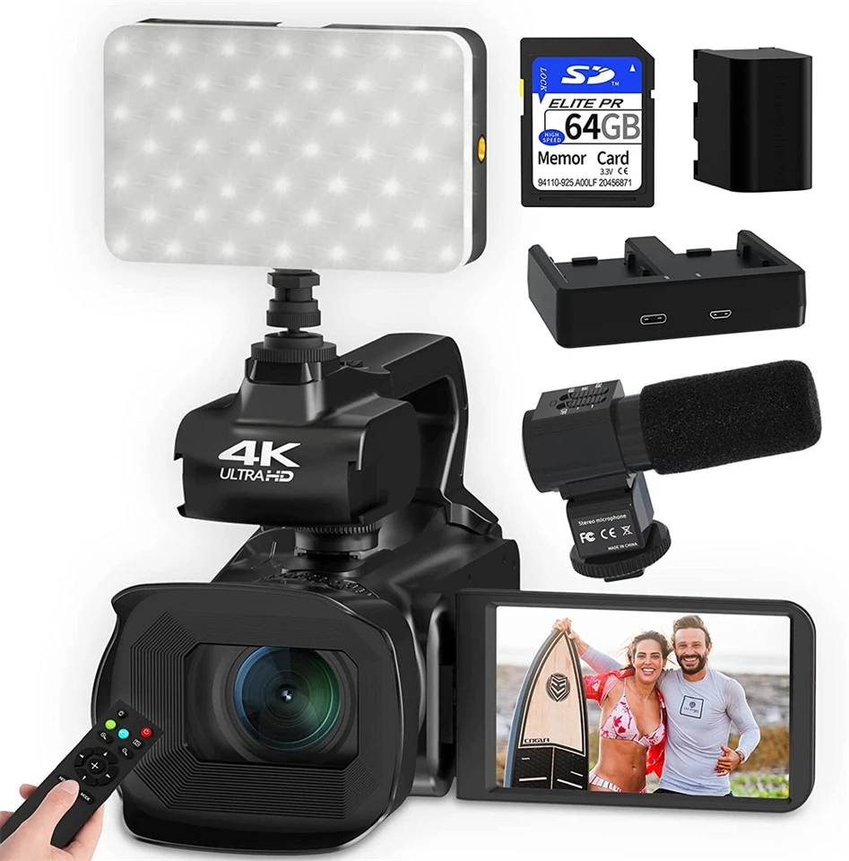 4K Profesionálne videokamery pre fotografiu 64MP Ultra HD 18X Digital Zoom Camera WiFi YouTube Live Streaming Vlog Recorder