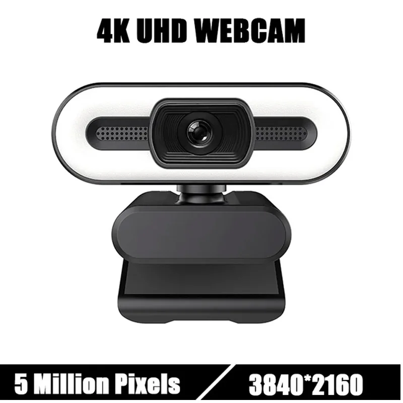 4K Ultra-čistá webová kamera USB s mikrofónom pre stolné počítačové fotoaparát vysielanie videohovorov konferencia Work Fill Light Web Cam