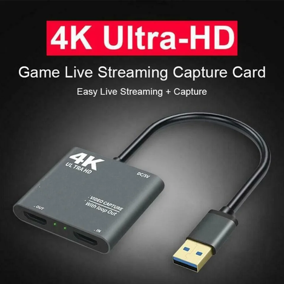 4K USB 3,0 až HDMI-kompatibilné video zvukové game Capture Card Out 1080p 60Hz záznam cez DSLR kamkordér s slučkou Dropshipping