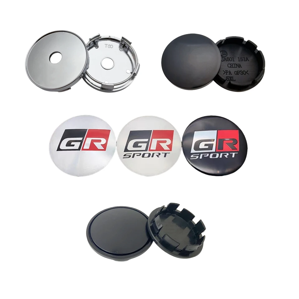 4ks 56 mm 60 mm 65 mm GR Sport Emblem Center Center Cap Cap Cap Cover Cover Hubcaps Sticker pre Camry Yaris Avensis Auris Hilux Vios