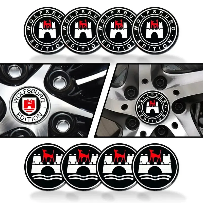 4ks 56 mm automobilové centrum Centrum nábojov krytie Znak Wolfsburg Edition Logo Univerzálne hliníkové nálepky ráfiky dekorácie Doplnky