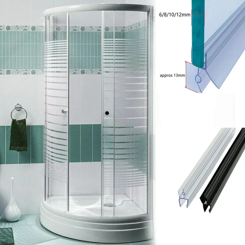 4ks 6-12 mm medzera sprchovacia obrazovka Stripte Strip Strip Strip bez lepidla sklenené okenné dvere spodná počasie Stripanie tesnenia PVC gumová vodná usmernenie