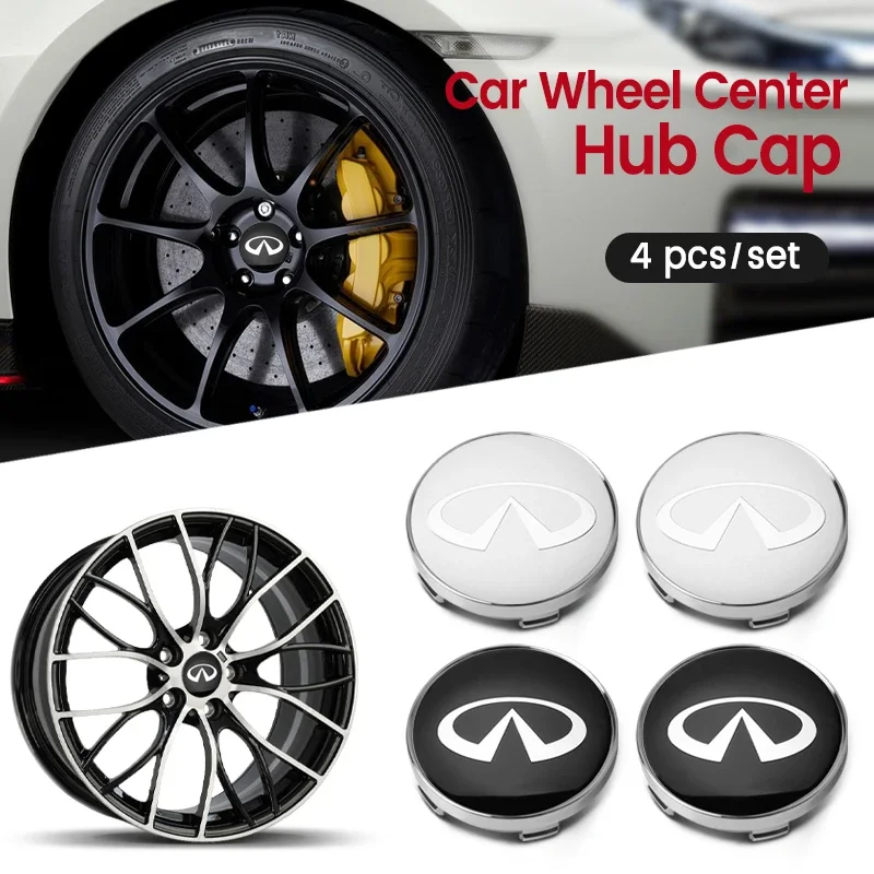 4ks 60 mm automobilové koleso Centrum Cap Capvers Covers Stickers pre Infiniti Q30 Q50 Q35 Q37 FX35 FX37 QX70 Q70L QX50 Q50L QX60