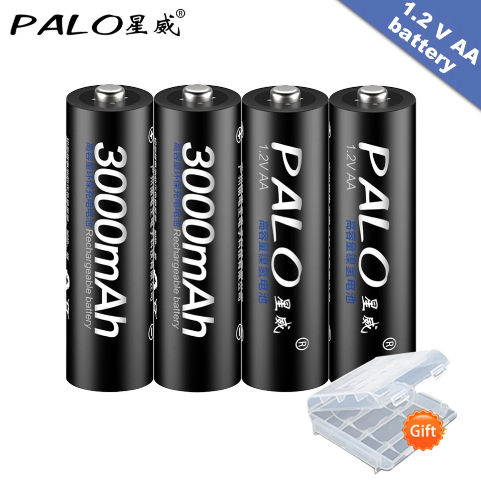 4ks AA nabíjateľné batérie batérie 1,2 V AA 3000MAH Ni-MH vopred nabitá nabitá batéria 2A pre kameru s krabicou s krabicou