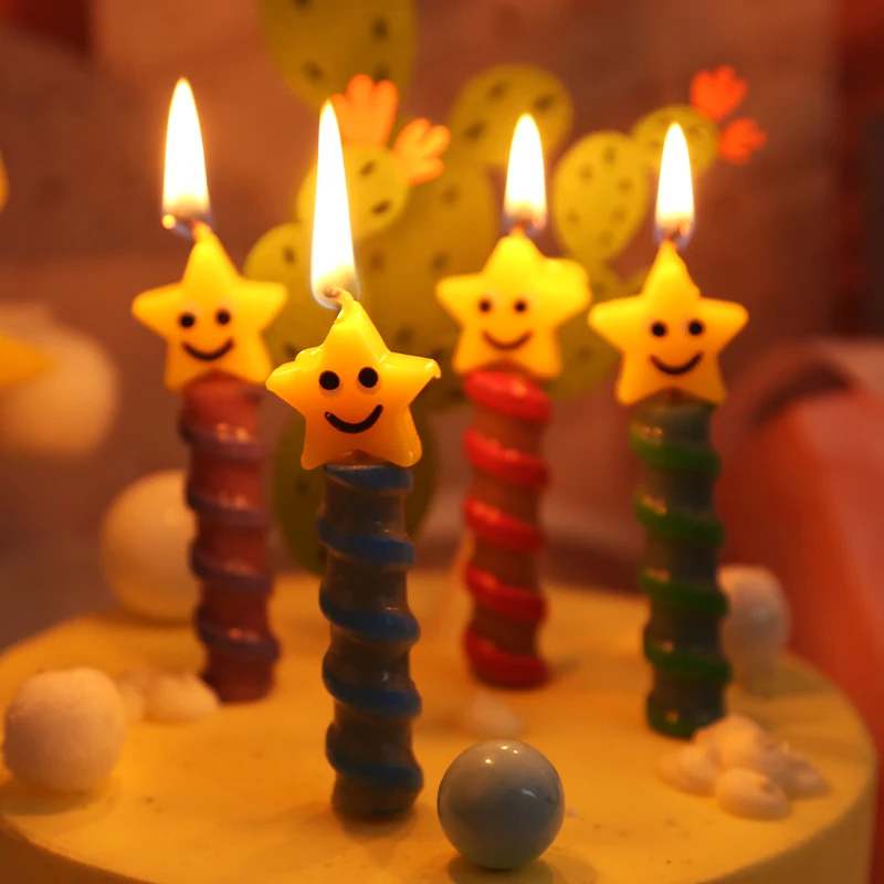 4ks/balenie hviezdy úsmev tvár narodeninový tortu koláčiky Cupcake Cuchy roztomilý medvedí dekorácia Svadobná večierka Dodávky koláčiky Toppers