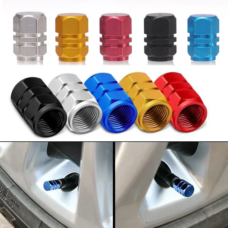 4ks/balenie vozidla Ventil Cap Tire Caps Caps Car Bike Bike Hliníkové ráfiky Kolový vzduchový vzduchový uzáver Cover Tire Cover Pneumatické uzávery kolies