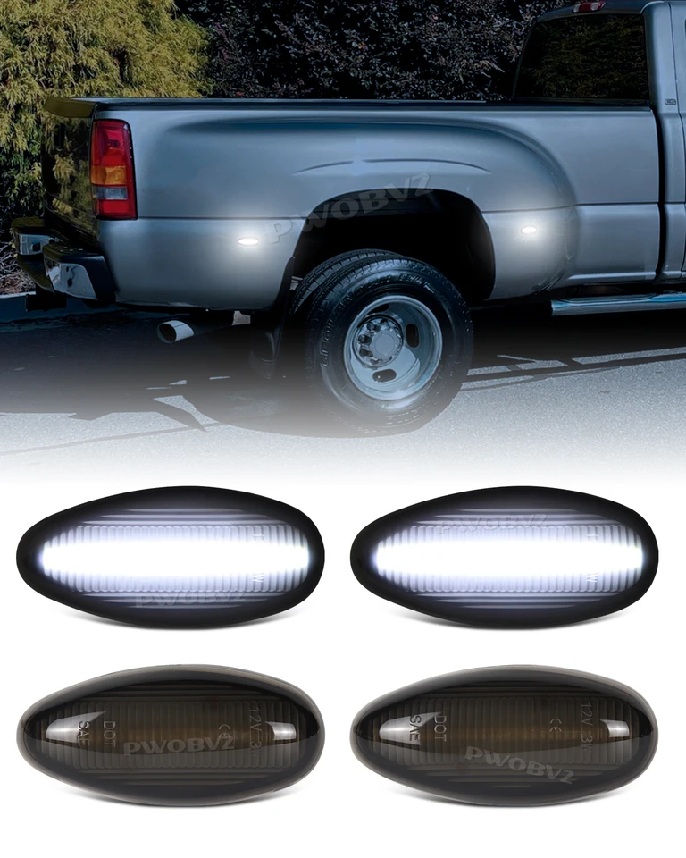 4ks biele LED predné zadné nárazníky Fender Side Marker Light pre Chevrolet Silverado 2500HD 3500HD pre GMC Sierra 2500HD 3500HD