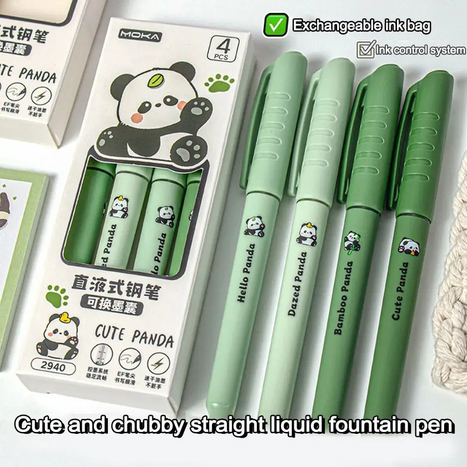 4ks Cute EF Tip Capibara Fountain Pen s rýchlym sušením čierneho atramentu doplňuje fontánu pero vymeniteľné atramentové fontány Pens Office School