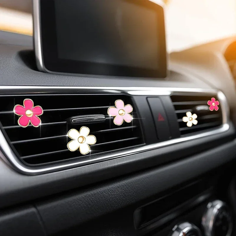 4ks Daisy Flower Air Vet Clip Clip Car Air Contenting Outlet Clip Car Air First Clip Clip Car Interiér Decor Doplnky pre ženy