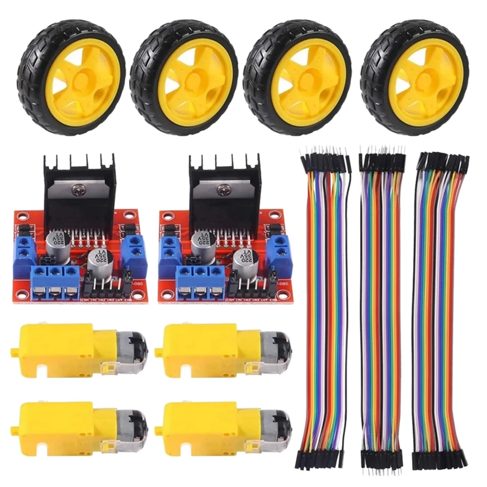 4ks DC 3-6V Elektrický motor s 4ks plastovými pneumatickými kolesami s dvojitým hriadeľom prevodovky prevodovky DIY Súprava pre Arduino Smart Car Kit