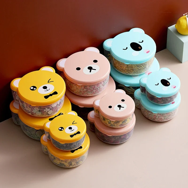 4ks detí plastová karikatúra roztomilý Bento Box Japonský outdoorový úložný priestor Kontajner pre deti Mikrovlnné obedové náčinie