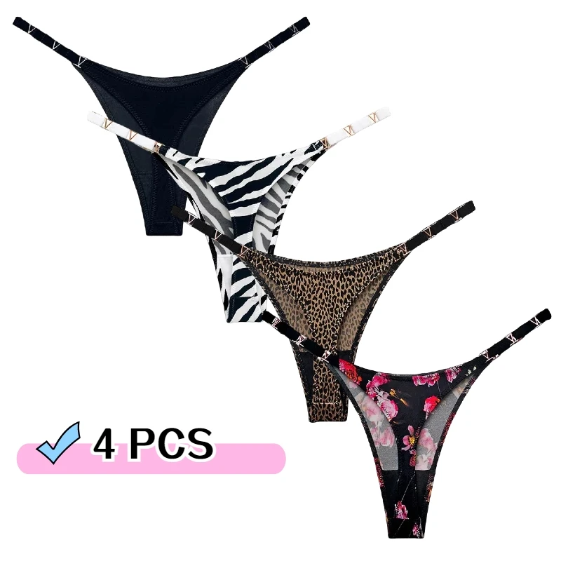 4ks dámske nohavičky dámske dongi ženy spodná bielizeň Sexy fitness telocvične remienok plynulé s nízkym pásom kovové kovové hodvábne nohavičky s-xl