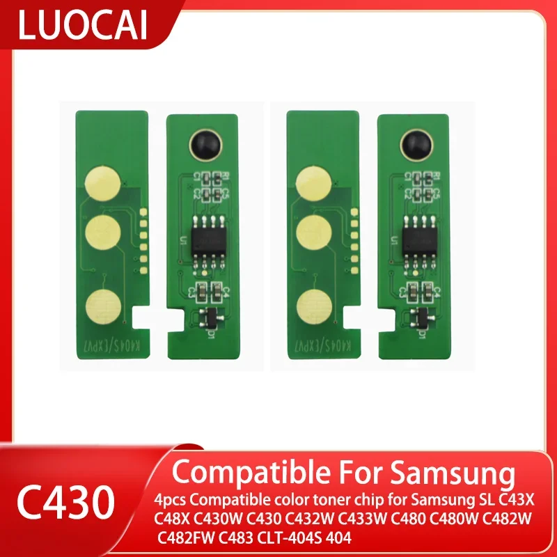 4ks kompatibilný farebný tonerový čip pre Samsung SL C43X C48X C430W C430 C432W C433W C480 C480W C482W C482FW C483 CLT-404S 404