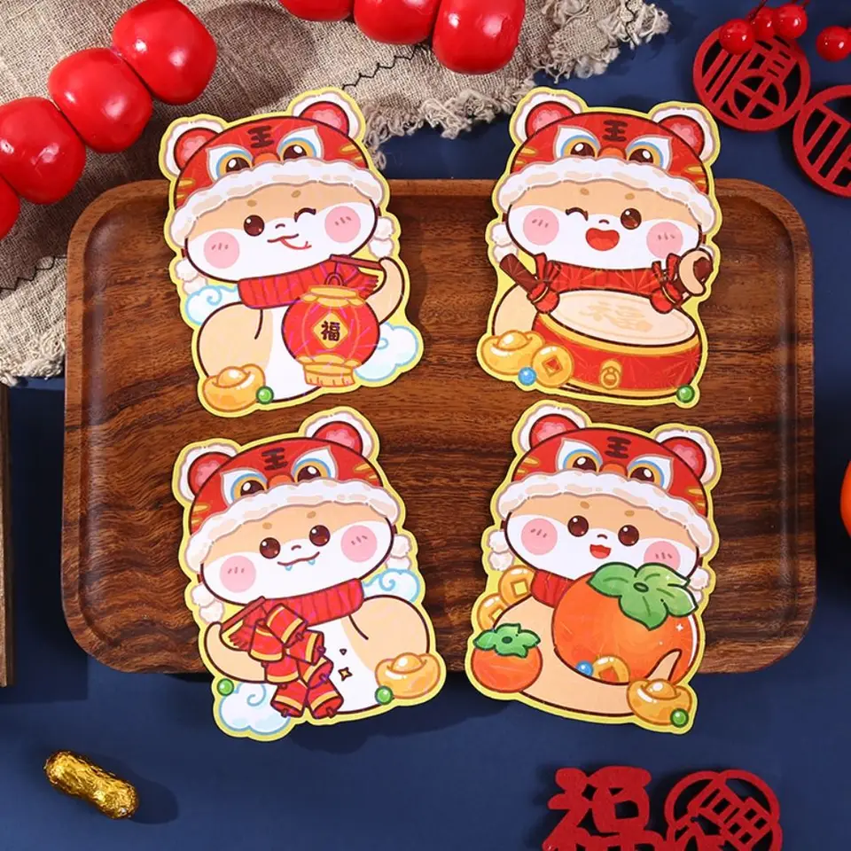 4ks Laser 2025 Snake Year Red Oballs Tradičné požehnanie Čínsky Nový rok karikatúra červené vrecko Hongbao Lucky Money Bag
