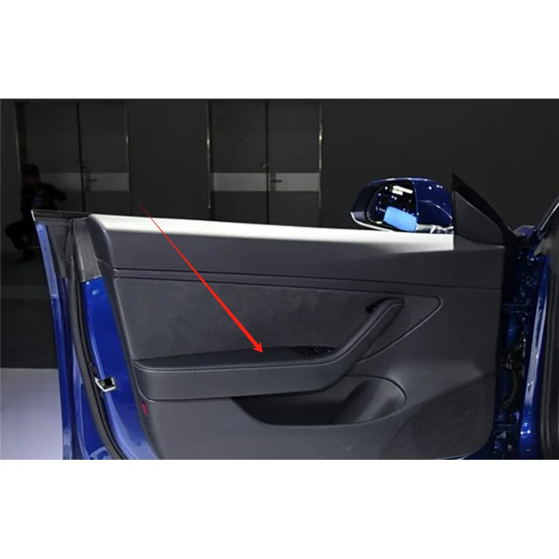 4ks/lot Alcantara Leather Inner Dvere Panel Panel Decoration Cover pre Tesla Model 3 Auto príslušenstva