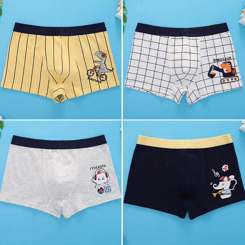 4ks/lot Boy Cotton Briefs Cartoon Pattern Pattern, chlapče, spodná bielizeň s-xxxl deti mäkké spodné nohavičky