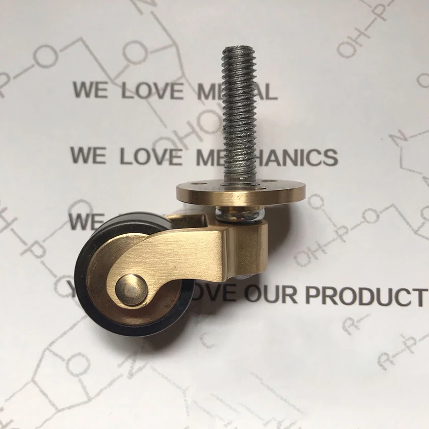 4KS/LOT BRASS SWIVEL CASTERS HOLETNÉ KOLEČNÉ NEŽÍVANÉ KOLESKÉ KOLES S BLACK GUMOVANOM Potiahnuté pre stoličky, stoly, nábytok Ruedas