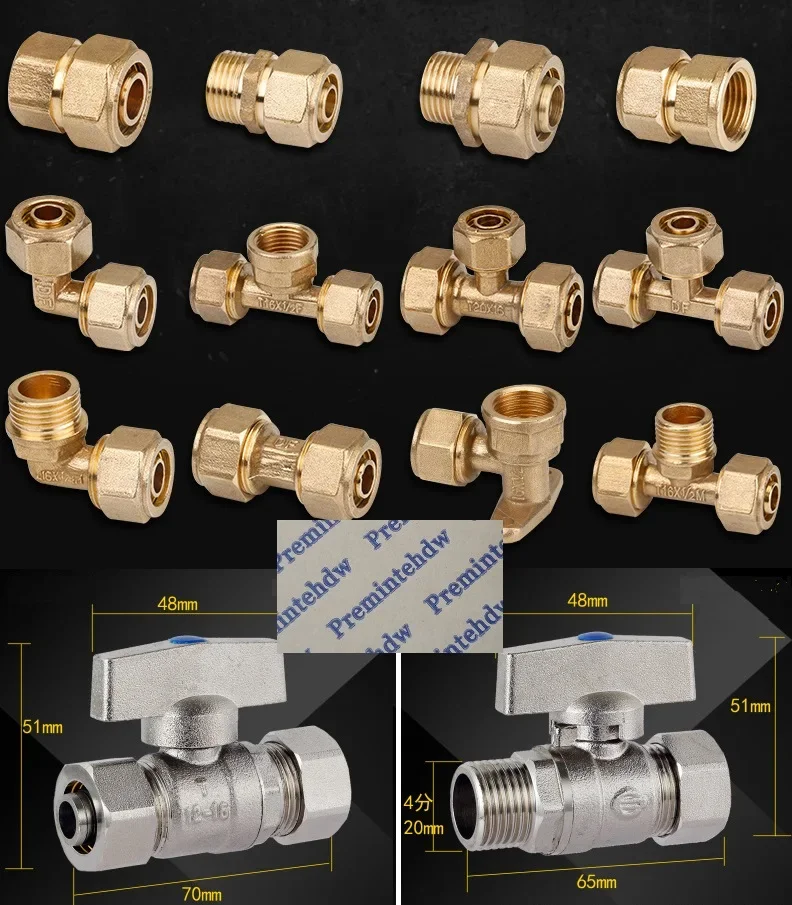 4ks/lot mosadzný hadicový adaptér Solárne ohrievače vody Kompresia Kompresia Kompresie Lete Tee Samica G1/2 