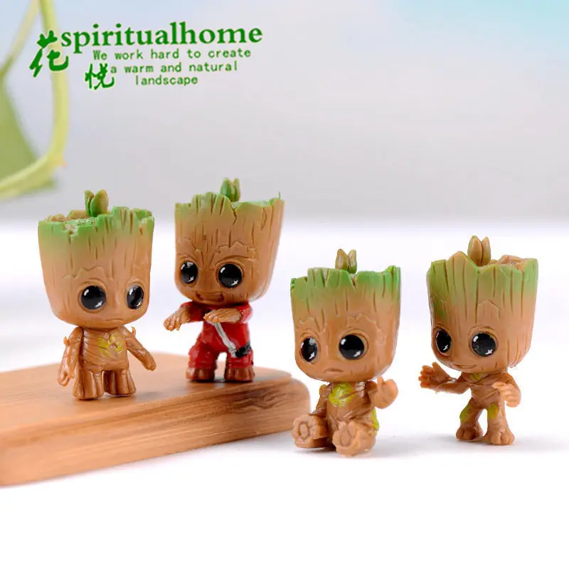 4ks Lovely Tree Baby Groot Dekorácie Cartoon Figure Hračky pre kreatívne ozdoby Aqaurium remeslá remeselnícke príslušenstvo pre ryby