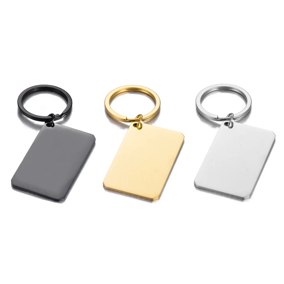 4ks nerezová oceľ slepý obdĺžnik Tag Tag Keychain Charm Pendants pre náhrdelníky na mieru DIY šperky na výrobu kľúčových krúžkov
